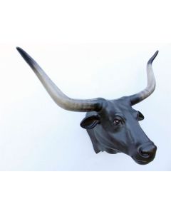 Bullenkopf mit langen Hörnern Schwarz lebensgroß
