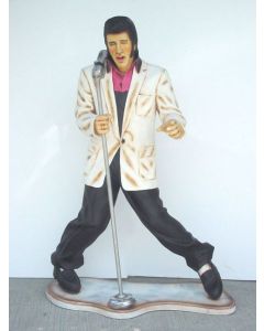 Elvisdouble mit Mikrofon lebensgroß