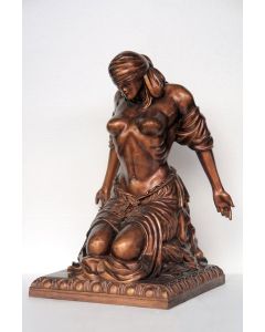 Kniende Lady mit verbundenen Augen Bronze lebensgroß