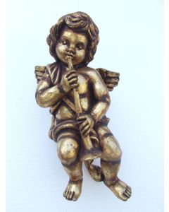 Engelputte hängend mit Trompete gold verkleinert