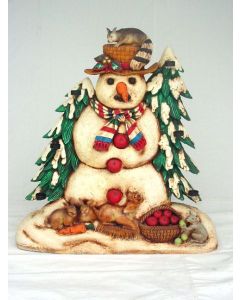 Schneemann mit Kerzenhalter 2D verkleinert