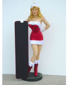 Weihnachtsgirl mit Tafel lebensgroß