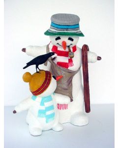 Schneemann mit Kind lebensgroß