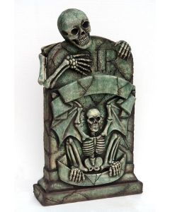 Grabstein mit Skelett lebensgroß