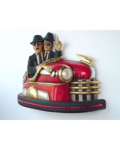 Autoscooter mit Blues Brothers lebensgroß