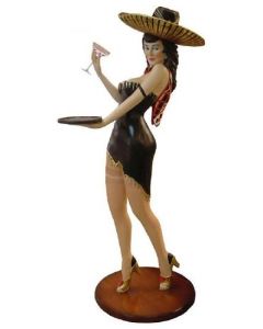 Kellnerin mit Sombrero lebensgroß