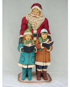 Weihnachtsmann mit 2 Kindern lebensgroß