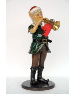 Weihnachtself mit Trompete lebensgroß