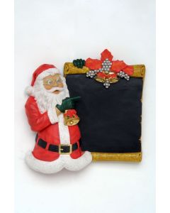 Weihnachtsrelief mit Weihnachtsmann und Kreidetafel lebensgroß