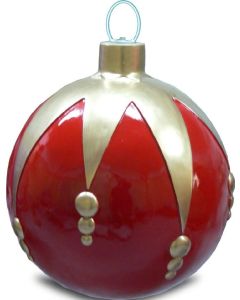 Weihnachtskugel strukturiert Klein Rot-Gold vergrößert