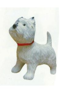 West Highland Terrier mit rotem Halsband lebensgroß