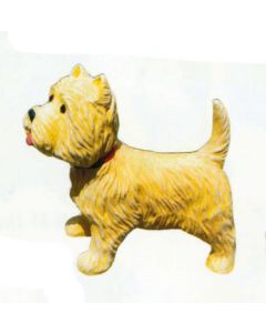 West Highland Terrier mit ausgestreckter Zunge lebensgroß