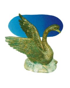Glastisch mit goldenem Schwan lebensgroß
