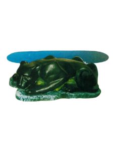 Glastisch mit schwarzem Panther lebensgroß