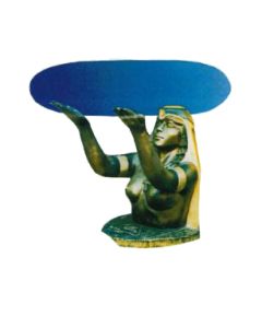 Glastisch mit Ägypterin verkleinert