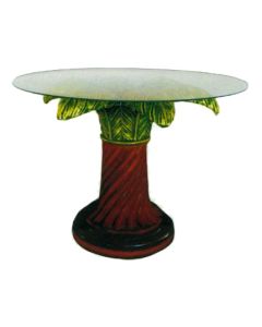 Glastisch mit Palmensäule verkleinert