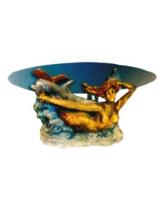 Glastisch mit Meerjungfrau und Delfin verkleinert