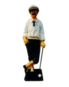 kleiner Golfer beige mit Schläger und Golfball verkleinert