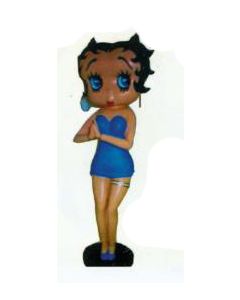 Betty Boop stehend im blauen Kleid lebensgroß