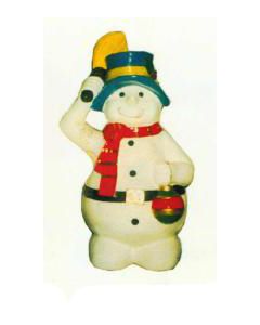 Schneemann mit hochgehaltenem Besen verkleinert