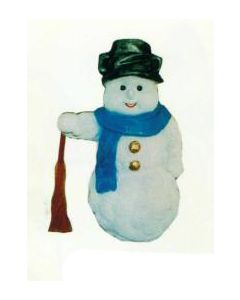 Schneemann mit Besen in der Hand verkleinert