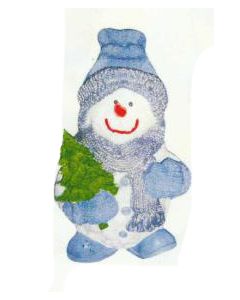 warm angezogener Schneemann mit Tannenbaum verkleinert