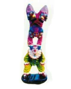 Clown macht Handstand auf anderem Clown klein verkleinert