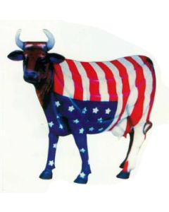 große Designerkuh mit Amerikaflagge lebensgroß