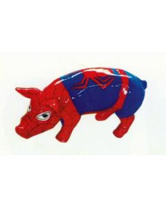 Spiderschwein Schwein im Spidermanoutfit verkleinert