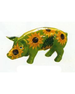 Schwein mit Sonnenblumen klein verkleinert