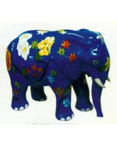 blauer Elefant klein mit Blumenbemalung verkleinert