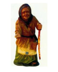 alte Frau mit Stock bettelt verkleinert