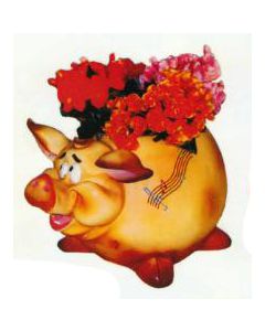 rundes Schwein als Pflanzgefäß verkleinert