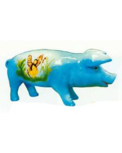 blaues kleines Ferkel mit hübscher Fee bemalt verkleinert