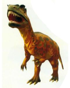 riesiger fleischfressender Dinosaurier mit offenem Maul lebensgroß
