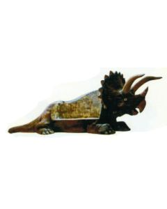 liegender Dinosaurier als Bank zum hinsetzen lebensgroß