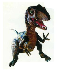 kleiner fleischfressender Dino greift an lebensgroß