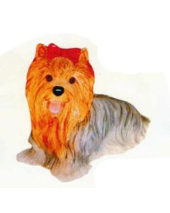 Yorkshire Terrier liegend mit Schleife lebensgroß