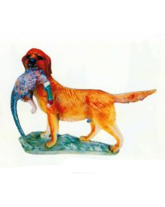 Jagdhund braun mit Rebhuhn lebensgroß