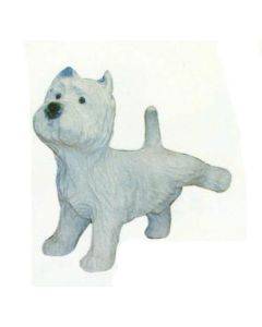 West Highland Terrier pinkelnd lebensgroß