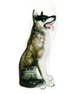 Schäferhund sitzend schwarz weiß lebensgroß