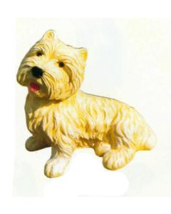 West Highland Terrier liegend lebensgroß