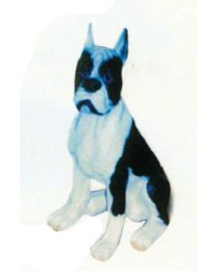 Boston Terrier sitzend schwarz weiß lebensgroß
