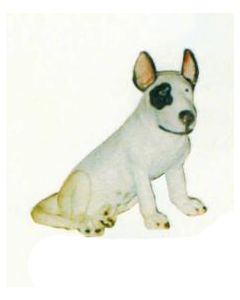 Bullterrier Kampfhund sitzend  lebensgroß