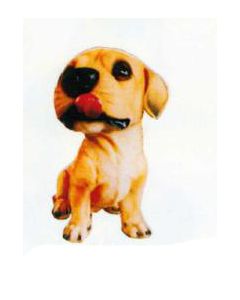 Hundewelpen sitzend mit Zunge lebensgroß