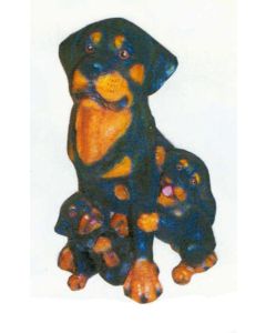 Deutsche Jagdterrier mit Welpen lebensgroß