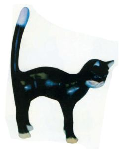 Katze macht Buckel schwarz weiß groß lebensgroß