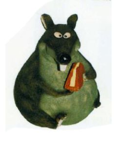 fette Maus mit Käsestück verkleinert