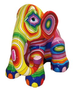 Elefant in Regenbogenbemalung verkleinert