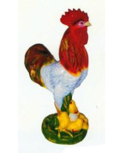 stolzer Hahn mit Küken lebensgroß